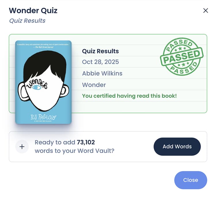 Book Quiz Results